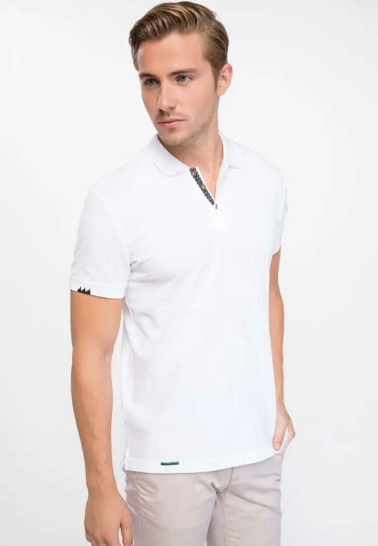Дефакто мужская летняя белая рубашка поло дышащая с коротким рукавом хлопковая