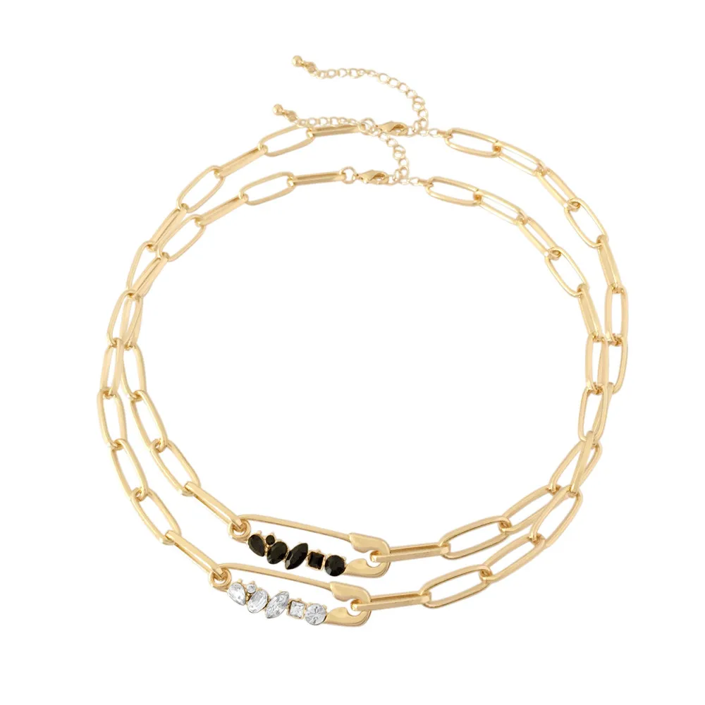 2020 винтажное безопасное украшение из черного и прозрачного камня булавка