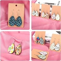 50pcs heat transfer printing earring pendants with earring hooks with earring storage cards dye diy sublimation earrings