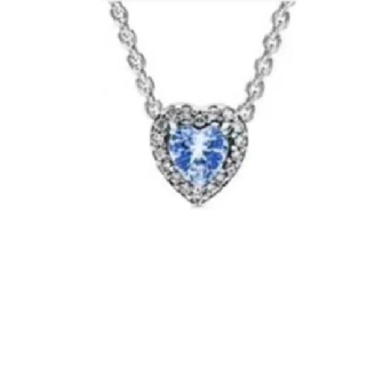 2021 High-quality New Product Heart-shaped Blue Zircon Decoration Fashion Jewelry Simple Gift Show Charm DIY Collar | Украшения и