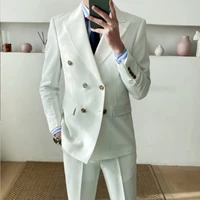 2022 british double breasted formal dress suit men black smoking homme mariage fashion groom men suit slim fit business tuxedos