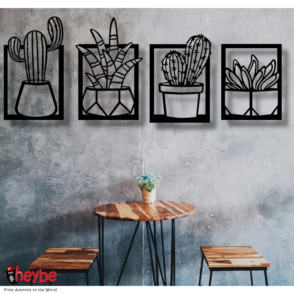 Деревянная ваза для цветов кактуса Настенное художественное оформление