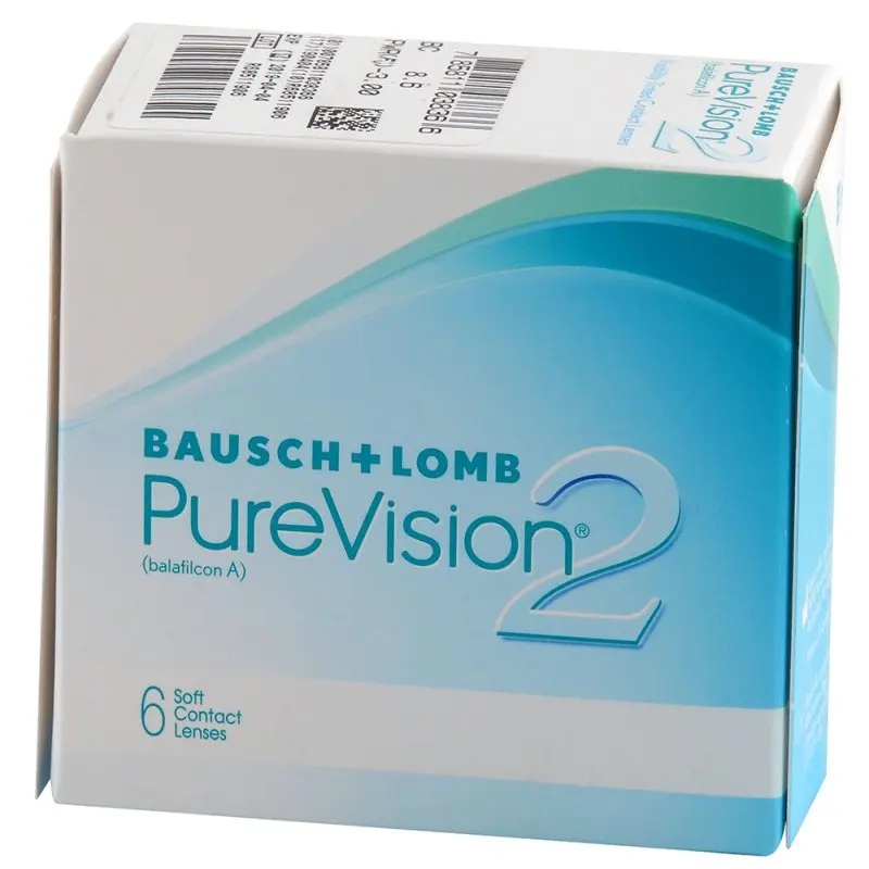 Контактные линзы PureVision 2 (6 шт) BC 8.6 дышащие силикон-гидрогелевые для глаз