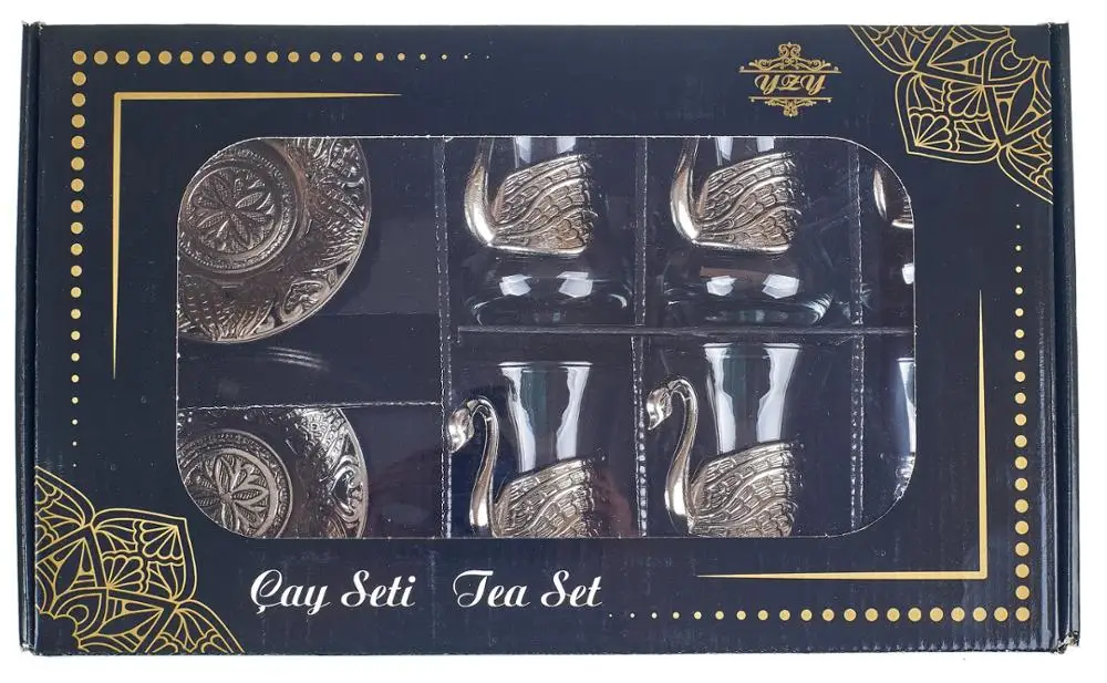 Турецкий чайный набор для 6 человек с сервировочным лотком Турецкая чайная чашка