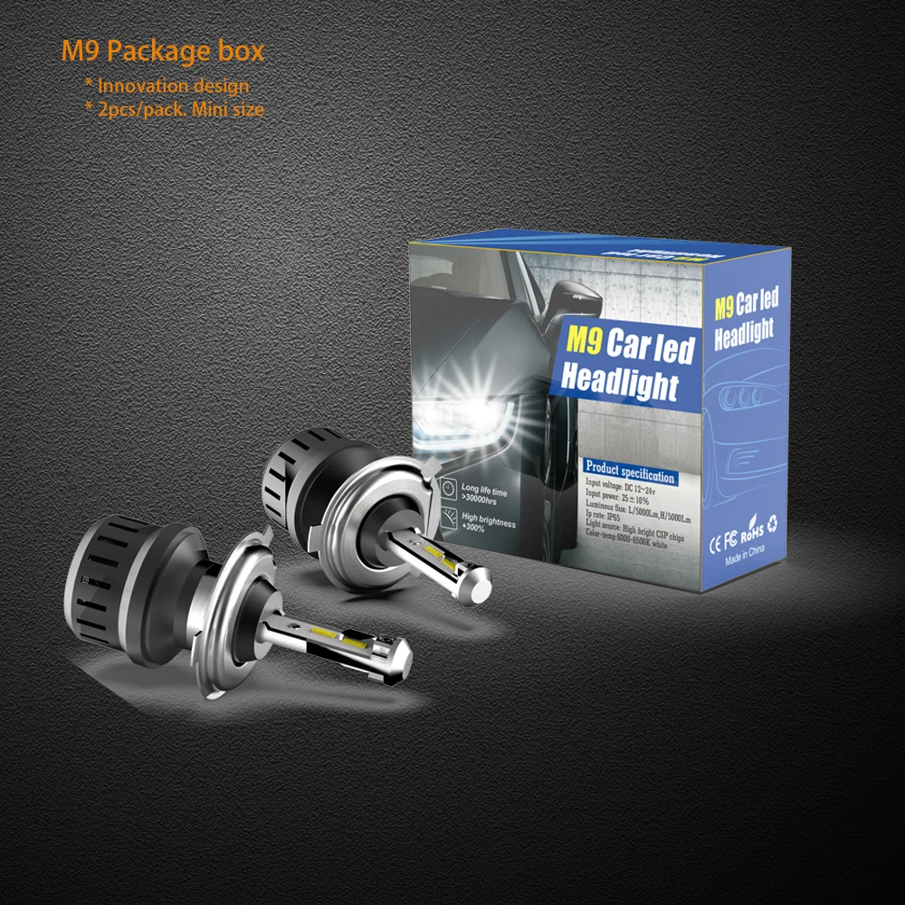 2pcs Car LED Headlight Bulb M9 6500k 50W 5000Lm H1 H3 H4 H7 H8/9/11 H11 9004/9007 9005/9006 880/881 Waterproof Headlights Lamp | Автомобили