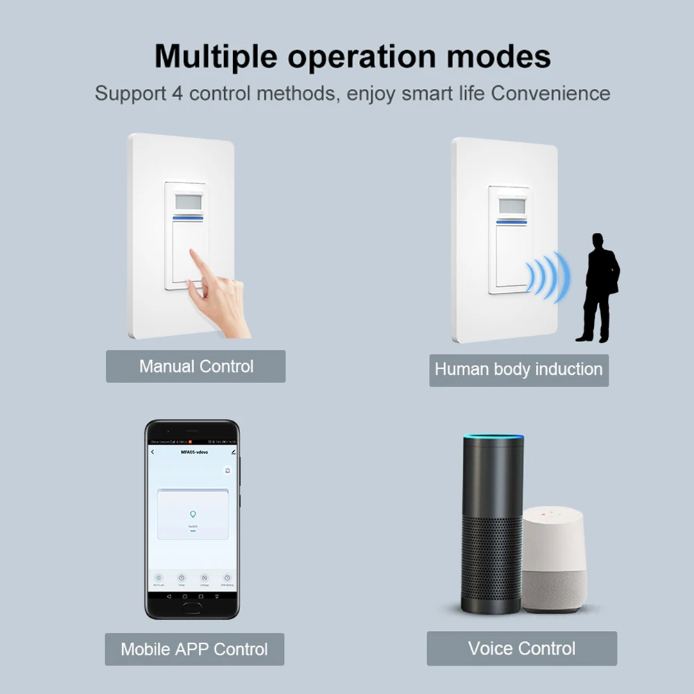 Zemismart Tuya WiFi умный светильник с датчиком движения PIR US прерыватель Alexa Google Home