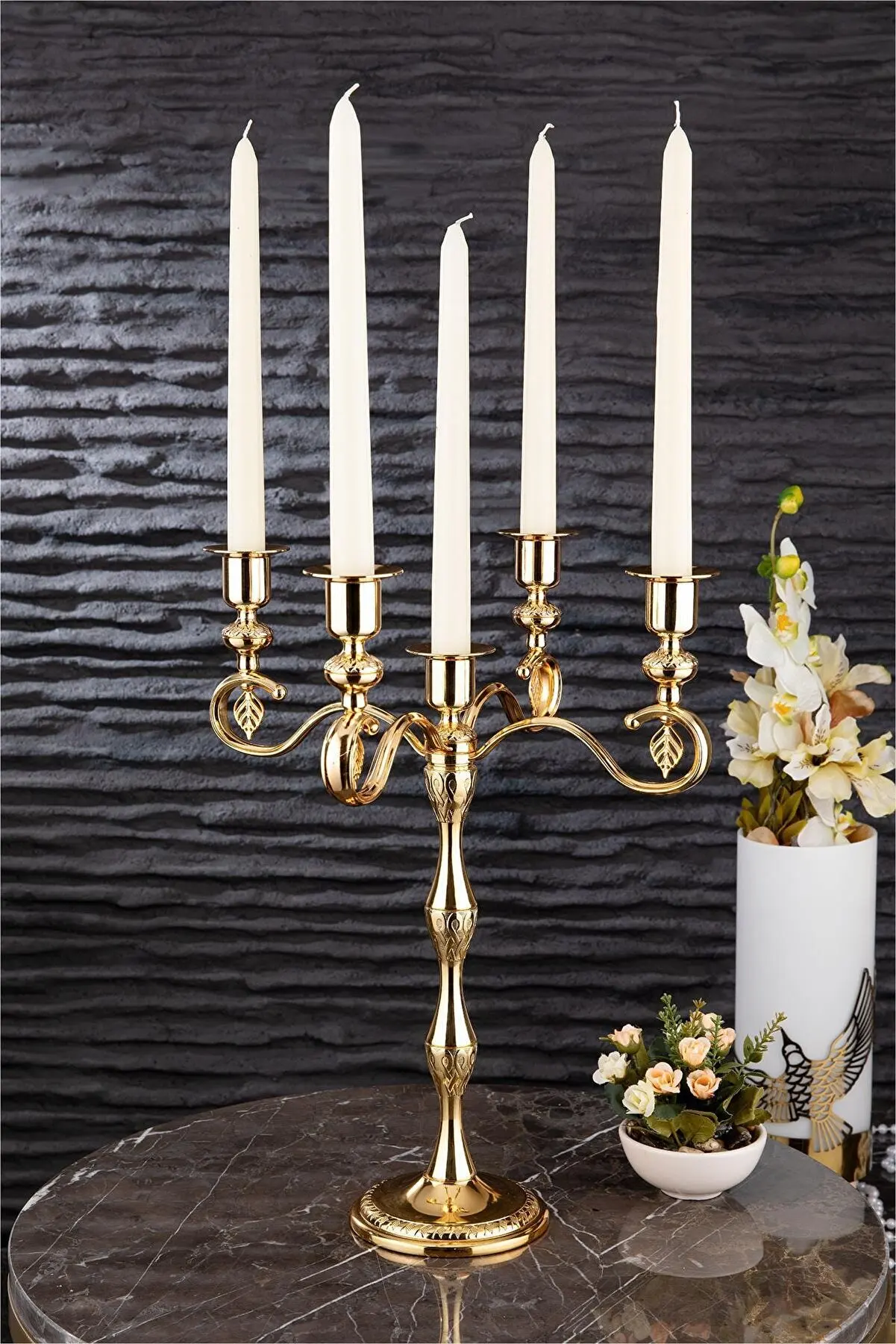 

RIMADA Decorative 5'li Candlestick Candle Holder Decorative Objects And Lighting