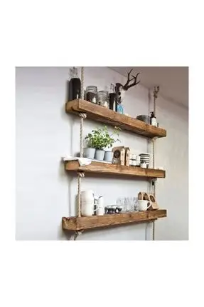 Decorative Solid Wood Shelf Bookcase Rope Pendant Squarehead Model A008 3 Eyes | Мебель