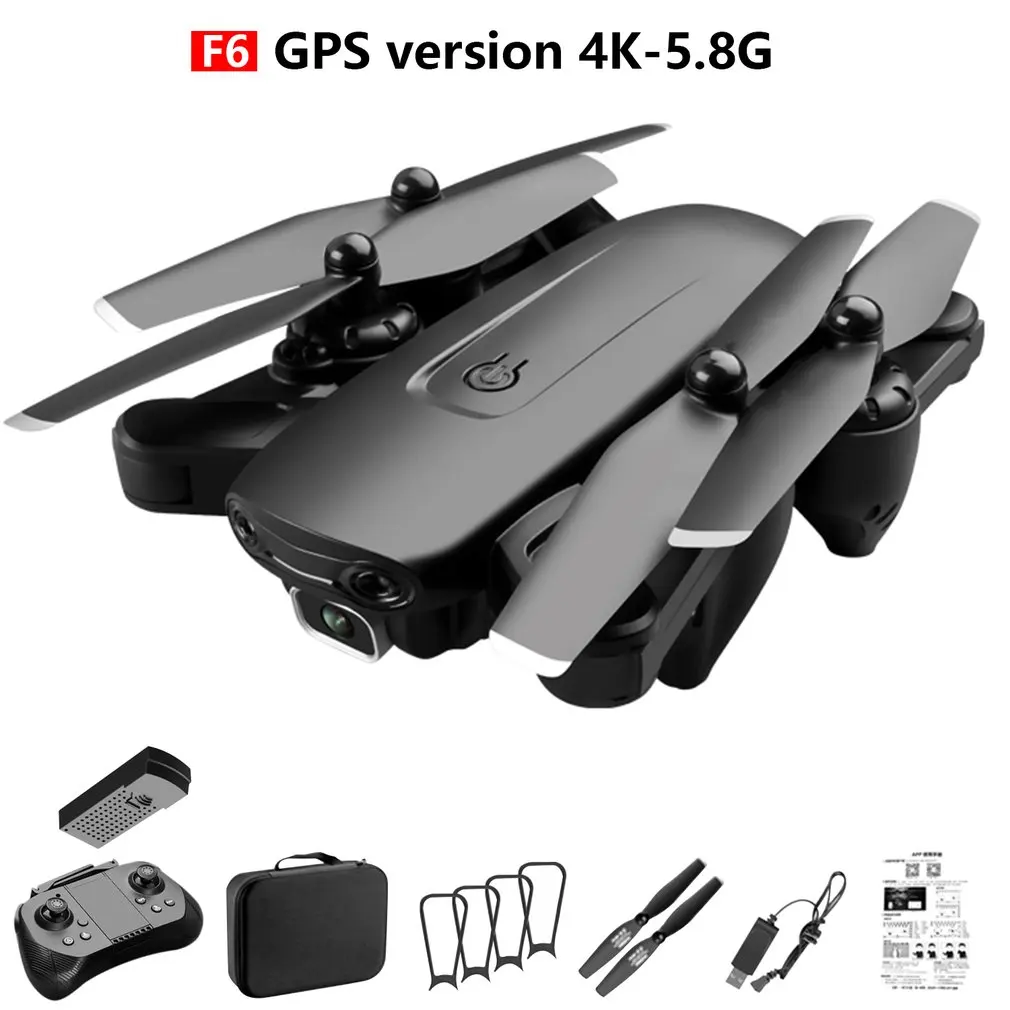 

F6 GPS Дрон 4K двойная камера FPV Дроны с Follow Me WiFi оптический поток складной Профессиональный Радиоуправляемый квадрокоптер