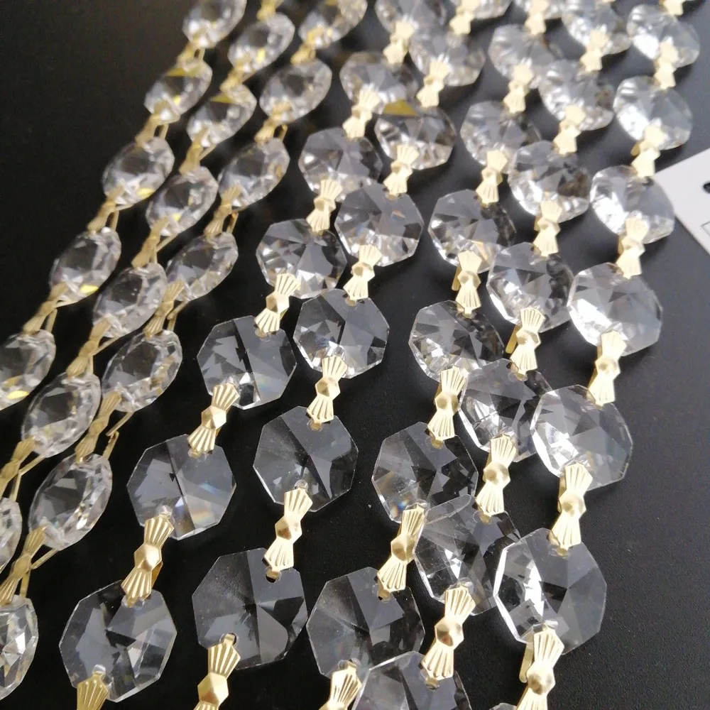 Прозрачная (Золотая Бабочка) гирлянда из кристаллов 100 см/фута 14 мм|Люстра