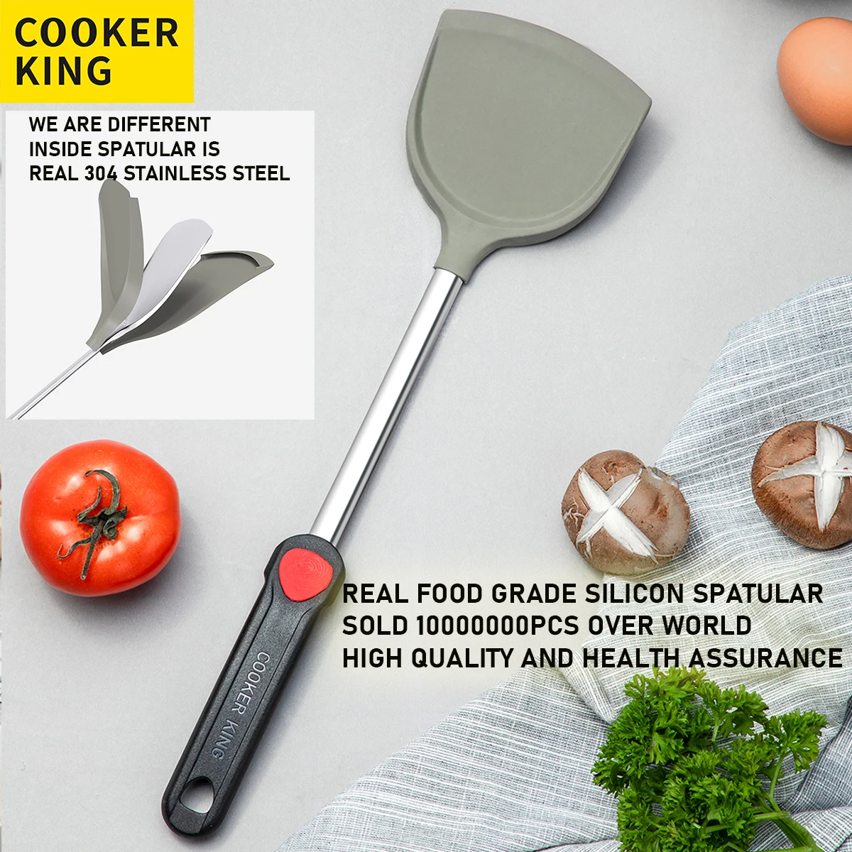 Набор антипригарных силиконовых шпателей и ложек COOKER KING кухонная утварь
