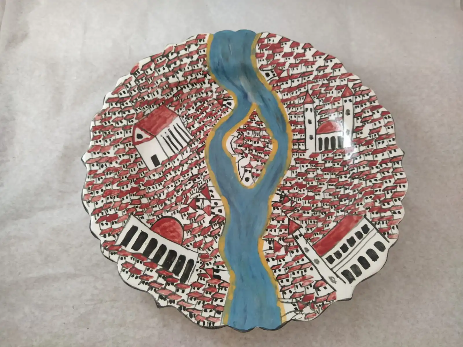 

Finecraft Handmade 100% Original and Original Design Ceramic, Tile Decorative Plate Es-626