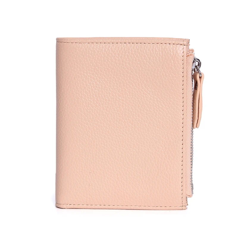 Женский кожаный двойной складной кошелек на молнии облегающий с отделением для