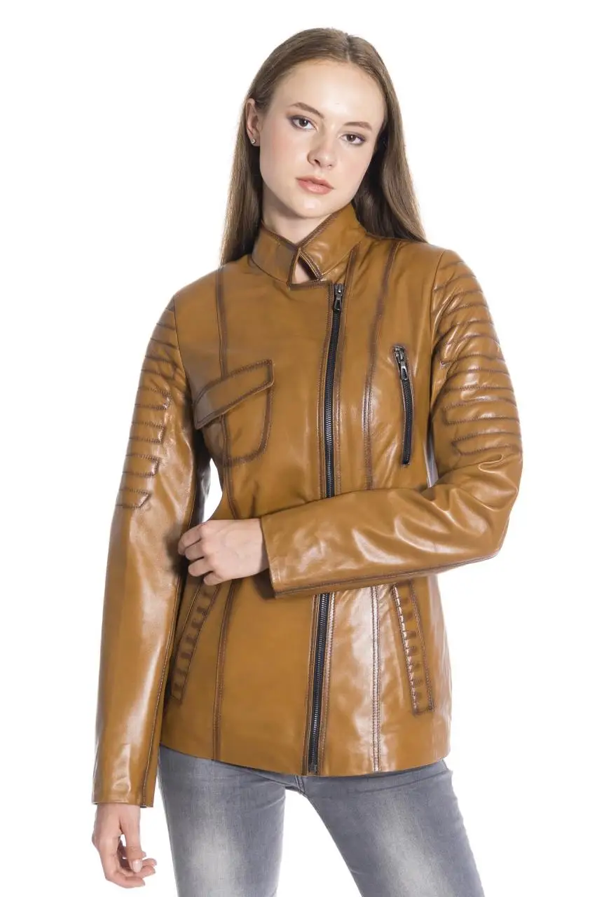 Women Leather Jacket Genuine Real Leather Jacket leather Coat lambskin coat Female Jacket Genuine Leather Women's Brown Coat