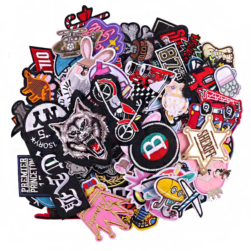 

Prajna 20/30Pcs Embroidered Patches Mixed Patch Lot Fashion Skull Cartoon Cheap Random Patch Sew On Iron On Parches For Clothing