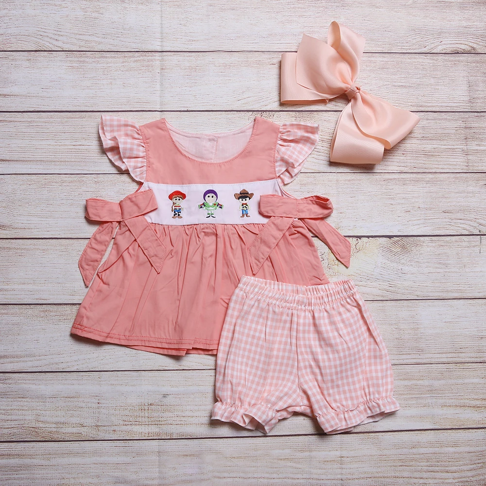 

2 шт., детский хлопковый комплект одежды, без рукавов и с вышивкой