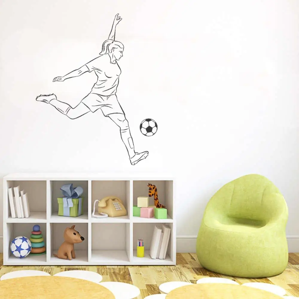 

Kicking Soccer Girl Player Wall Sticker Decal Soccer Sports Sticker Home Livingroom Wall Art Decoration A0068414