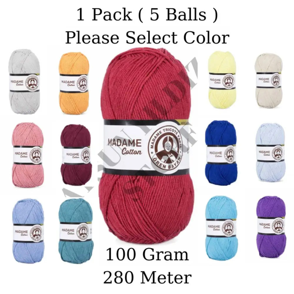 1 Pack ( 5 Balls ) Madame Tricote ( Oren Bayan ) Madame Cotton Hand Knitting Yarn Paris Cotton and Acrylic Crochet Tool Kit