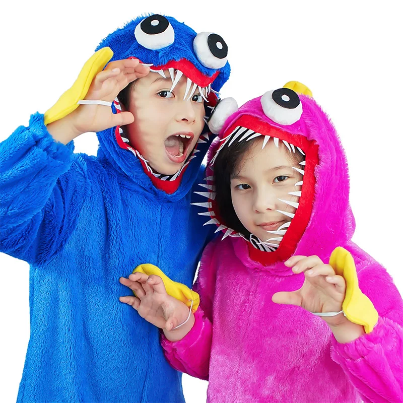 

Huggy Wuggy Cosplay Costume Poppy Playtime Scary Plush Jumpsuit Kids Halloween Clothes Sausage Monster Overall хаги ваги