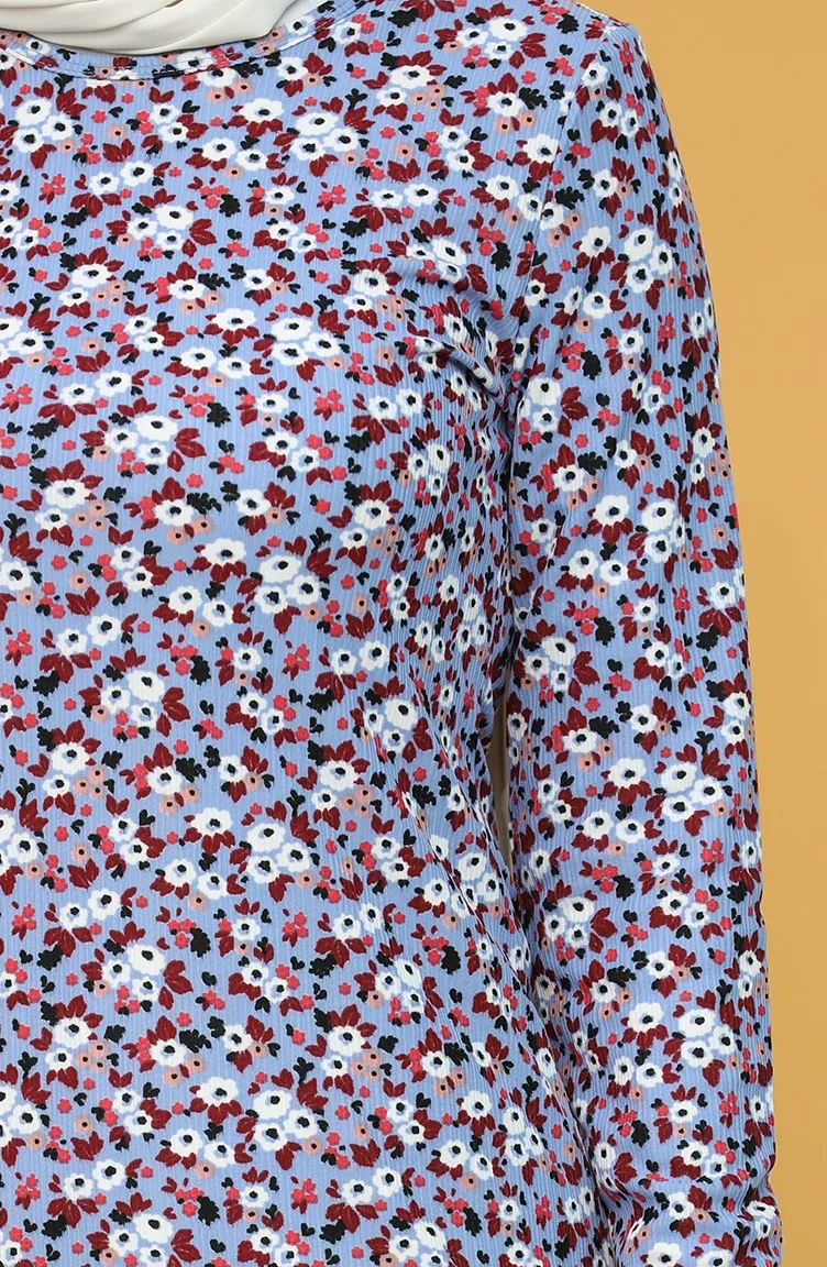 

Patterned Tunic Cotton Floral Fabric Unlined Zero Collar Seasonal Long Sleeve Stylish Hijap Comfortable Lady Muslim Fashion