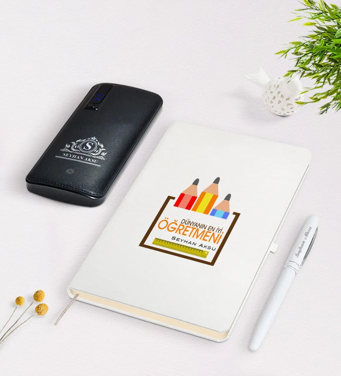 

Персонализированные лучшие мировые учитель белая ручка для записной книжки 12,000 мАч, блок питания Подарочный набор-20