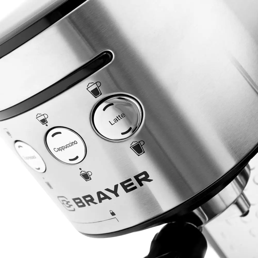 Кофеварка рожковая BRAYER BR1102 (давление 15 бар Итальянская помпа ULKA съёмный