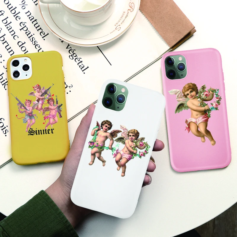 Niceking Angels чехол для телефона Fundas iPhoneX XR XS MAX 11 Pro Max 6 S цветок мальчик прозрачный ТПУ