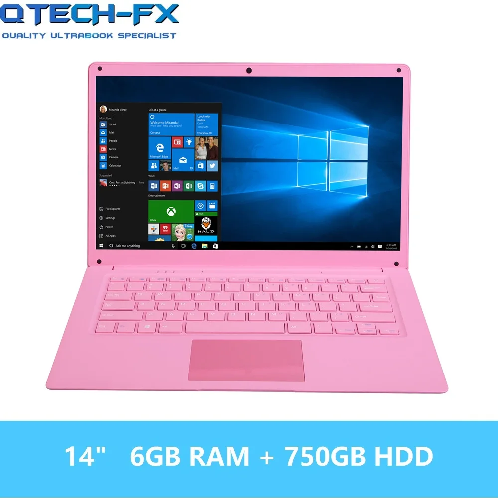 750G Pink Ноутбук 1" 1 ТБ 1000G/750G HDD 6GB ram бизнес школа Windows 10/7 быстрый процессор Intel 4 ядра AZERTY немецкая испанская Русская клавиатура - Цвет: 750G Pink