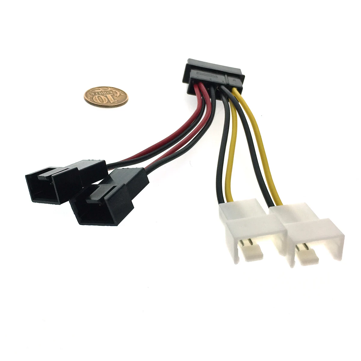 Переходник питания для вентилятора 4pin на 4х3pin Espada E4PINm-4X3pINm / 2pin molex кабель 12v 5v |