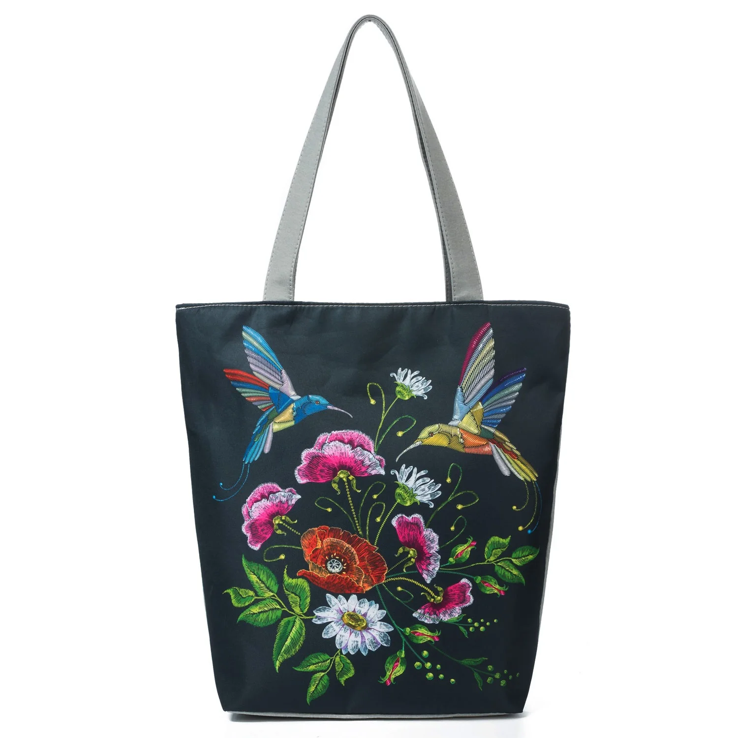 Retro Embroidery Flower Bird Printed Handbags Portable All-match Shoulder Bag Vintage Tote Bag Aesthetic Large Shopper For Wife