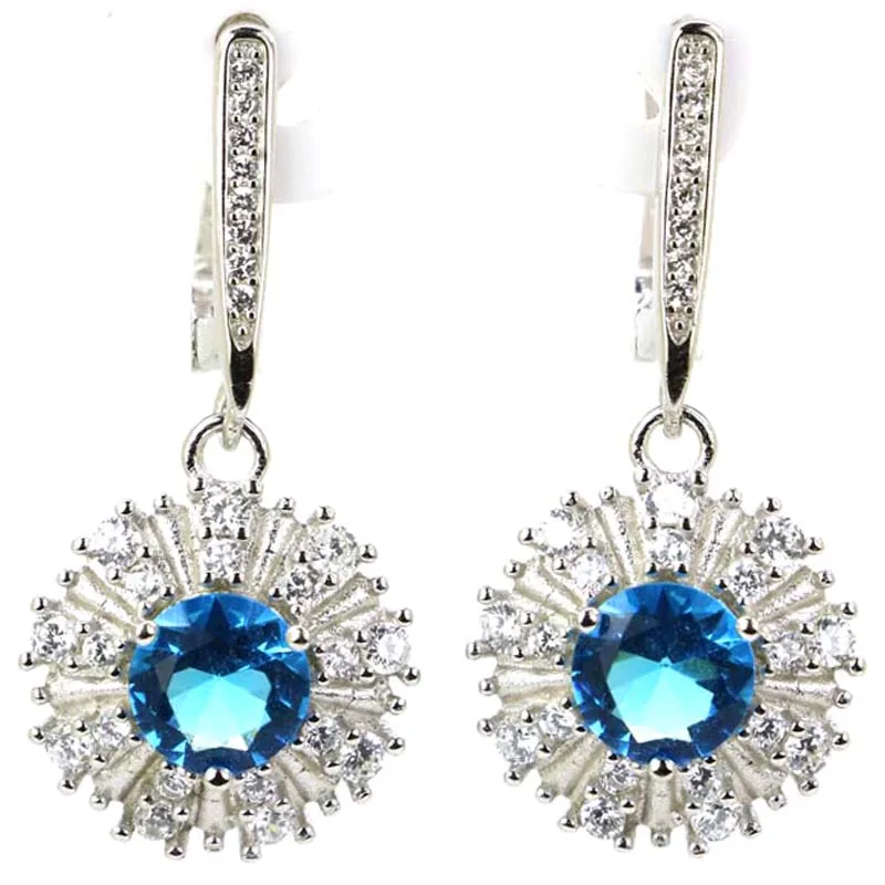 Женские серьги из серебра 5 7 пробы с розовым турмалином и голубым топазом |