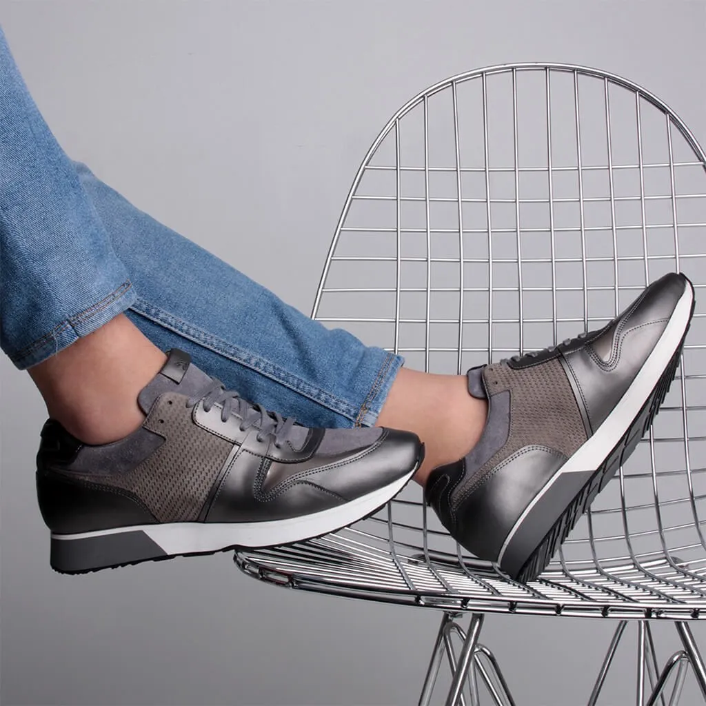 Grey Sail Lakers-мужские кроссовки из натуральной кожи; повседневная обувь - Color: Grey