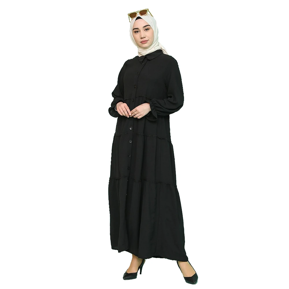 

Aerobin Fabric Buttoned Dress Abaya Dubai Turkey Muslim Fashion Hijab Dress Islamic Clothing African Dress For Women Robe