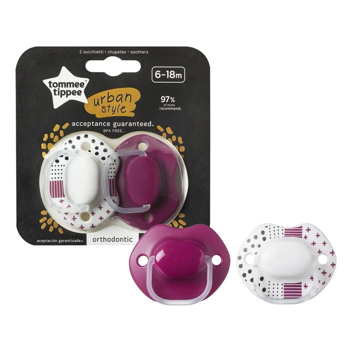 

Tommee Tippee Urban Style Pacifier 2 Pieces 6-18 Months