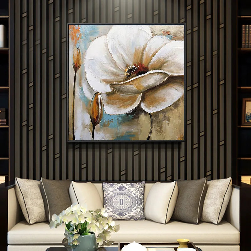 

Настенная роспись с цветами, Современное Абстрактное Искусство, простой плакат для украшения дома, спальни, гостиной, 28x28 дюймов (70x70 см)