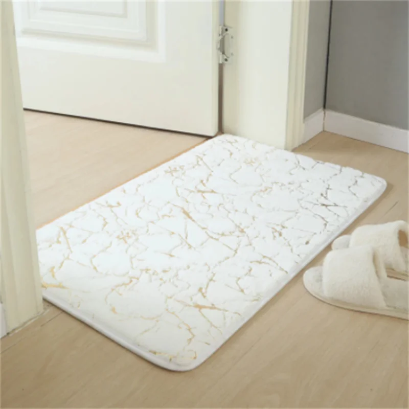 mat set of household living room bathroom toilet cushion set gold printing nonslip mat marble bronzing rug free global shipping