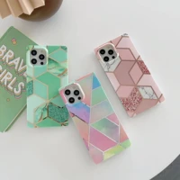 electroplated geometric marble phone case for iphone 12 11 pro xs max xr x 7 8 plus imd square cover for iphone 13 pro max