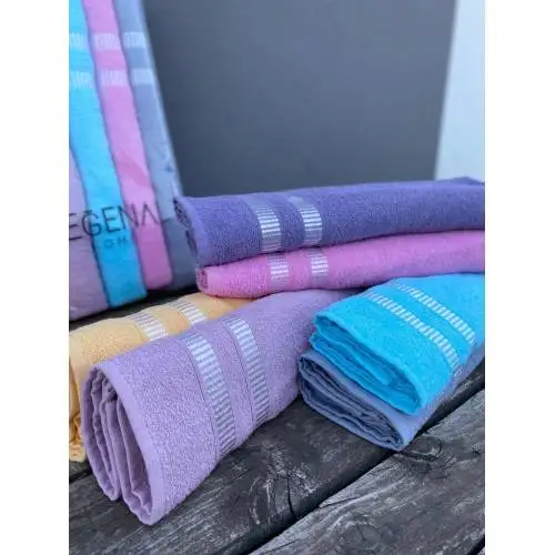WONDERFULSOFTTextile Soft Striped Set of 6 Hand and Face Towels 50 x 90 cm Cotton