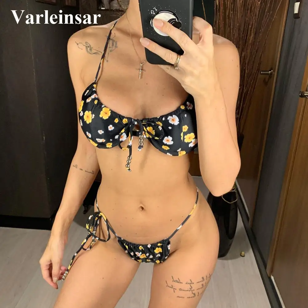 2019 бикини с цветочным принтом женская одежда для плавания женский купальный
