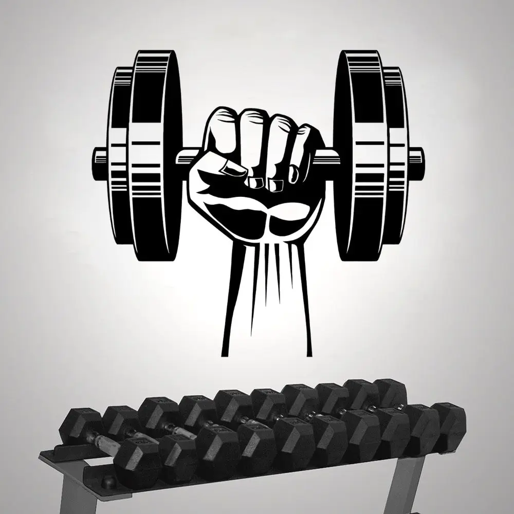 

Vinyl Lifting Dumbbell Wall Decal Gym Sticker Home And Gym Decoration Removable A003329