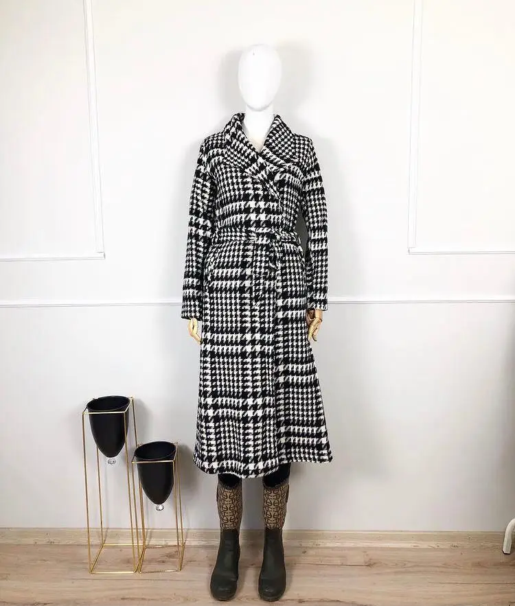 

plaid women cap jacket strap-on coat
