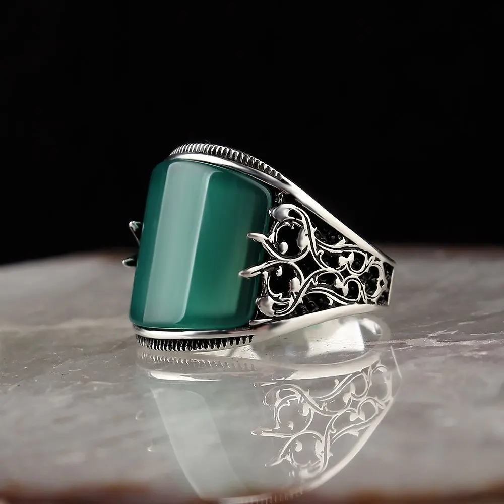

925 sterling silver men ring real stone Jewelry fashion vintage Gift all size fashion for men and women made in turkey new store