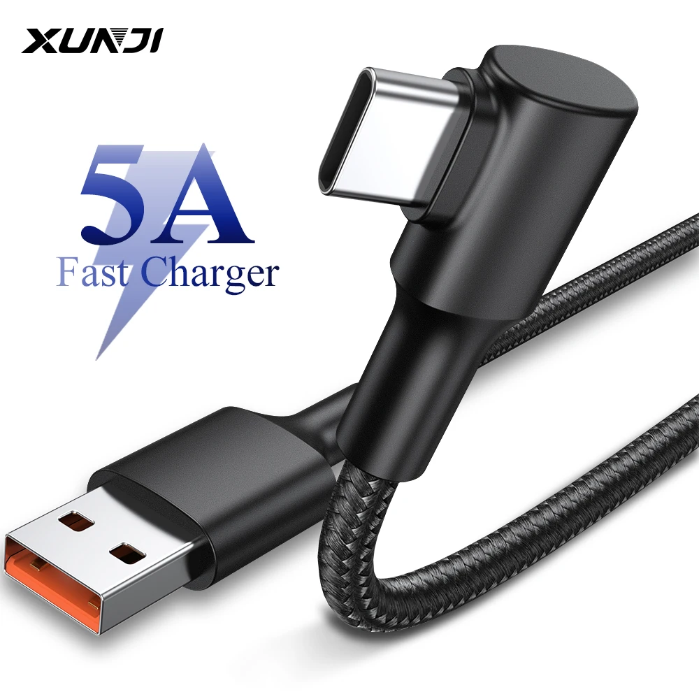 5A 90 Angled USB Type C Cable Micro Fast Charging Wire For Huawei P40 Pro Mate 30 Poco X3 Supercharge | Мобильные телефоны и
