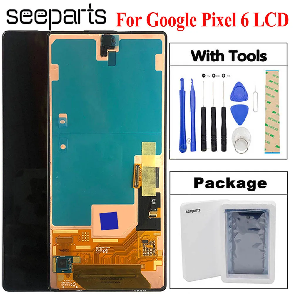 

Протестированный рабочий ЖК-дисплей 6,4 дюйма для Google Pixel 6, Встроенный сменный экран Pixel 6, ЖК-экран