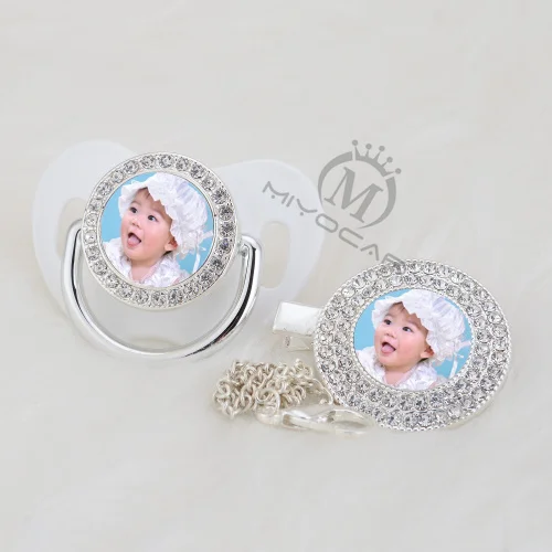 MIYOCAR изготовленные на заказ пустышки любое имя фото серебро bling соска и пустышка Клип BPA бесплатно пустышка bling удивительный дизайн P-1-P - Цвет: P-2-1-P 0-6M