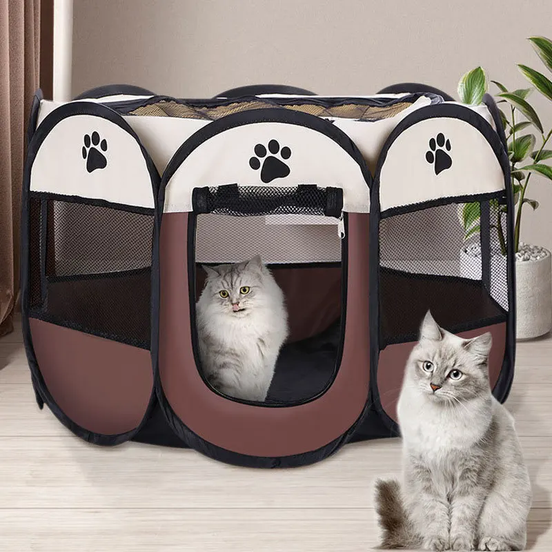 

Portable Folding Dog Tent Cat House Outdoor Octagonal Cage Playpen For Dogs Kitten Delivery Room Scratch Resistant Pet Supplies