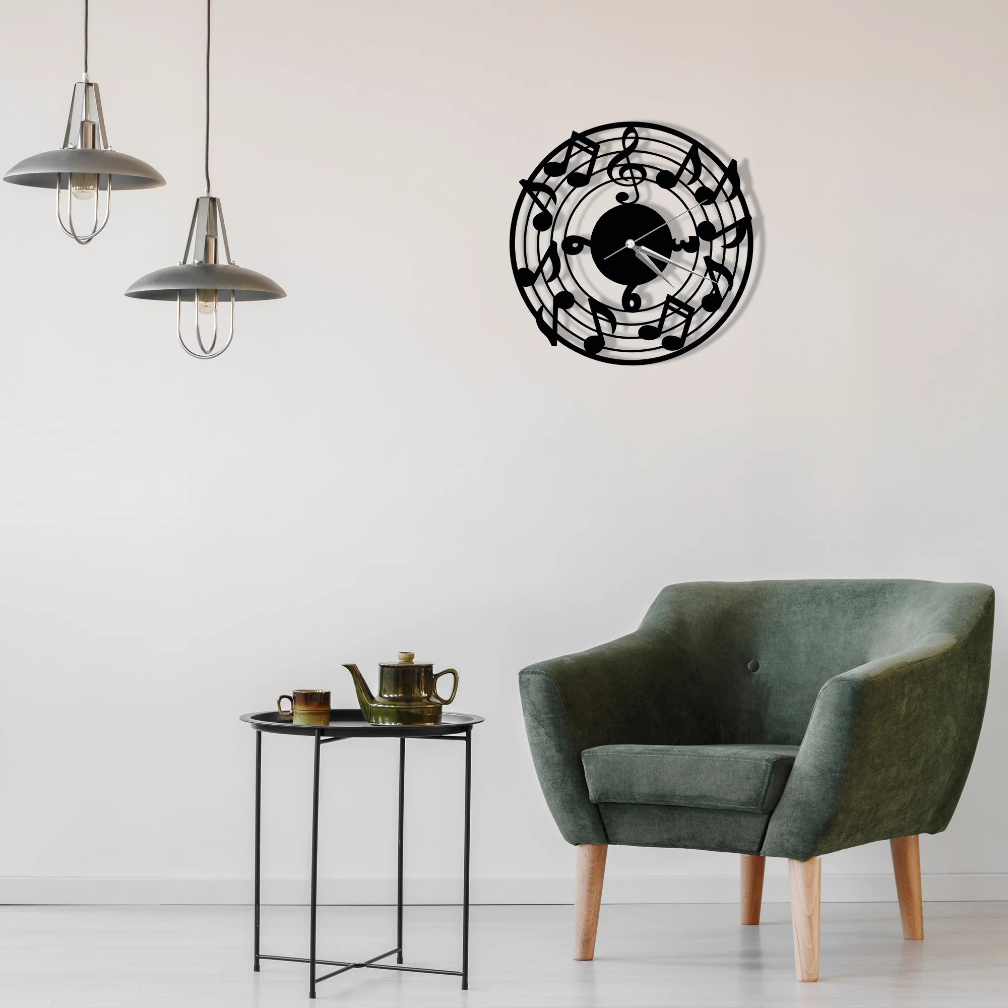 

Rhythm Large Black Metal Quiet Wall Clock Modern Stylish Design Items for House Living Room Study Room Bedroom Office Decoration