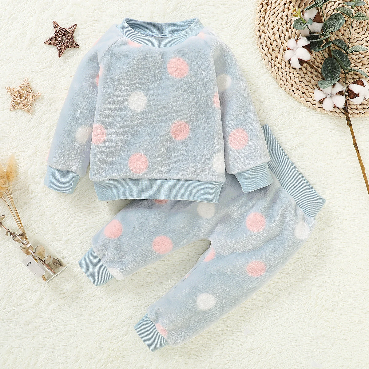 

Infant Winter Pajamas Long Sleeve Sets Toddler Girl Clothes Long Sleeve Dots Print War Girl Spring Outfits