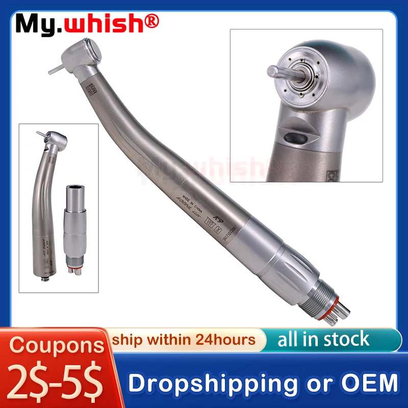 

Dental High Speed Fiber Optic E-generator LED Handpiece Air Turbine Torque Head Ceramic Bearing 6 Way Spray