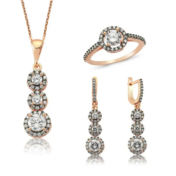 

925 Sterling Silver Solitaire Diamond Woman Set